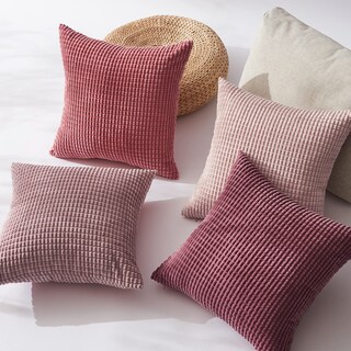 Foto 4 | Foto 4 | Fundas De Almohada Topfinel De Pana A Rayas Rosas 50 X 50 Cm Juego De 4 - Venta Internacional.