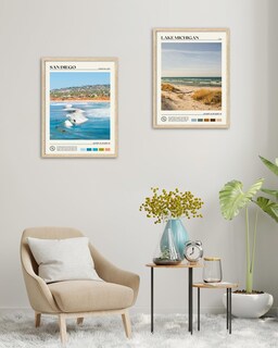 Foto 4 | Foto 4 | Cuadro De Pared Enmarcado Hesendot Madera De Roble Natural San Diego Surfing - Venta Internacional.