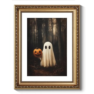 Foto 1 | Foto 1 | Decoración Mural Viyyiea Vintage Con Marco Dorado Con Forma De Fantasma Y Calabaza 35 X 28 Cm - Venta Internacional.
