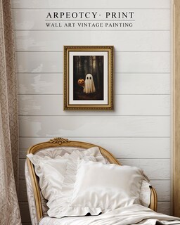 Foto 2 | Foto 2 | Decoración Mural Viyyiea Vintage Con Marco Dorado Con Forma De Fantasma Y Calabaza 35 X 28 Cm - Venta Internacional.