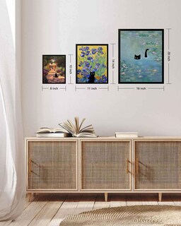 Foto 7 | Foto 7 | Arte De Pared Hamduker Con Estampado De Gatos Monet Divertidos Nenúfares - Venta Internacional.