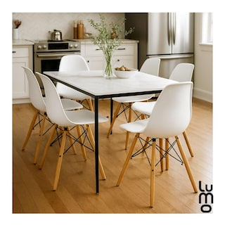 Foto 5 | Foto 5 | Set De Comedor Mesa Tipo Marmol Rectangular +6 Sillas Eames