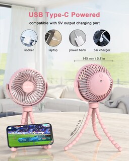 Foto 6 | Foto 6 | Ventilador De Cochecito Coohea - Batería Con Clip Recargable Por Usb Color Rosa - Venta Internacional.