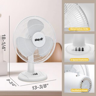 Foto 2 | Foto 2 | Ventilador De Mesa Shop-air 12 Oscilante 3 Velocidades 400 M³/h Blanco - Venta Internacional.
