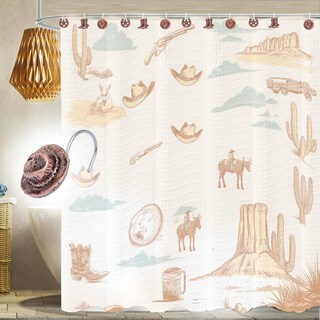 Foto 3 | Foto 3 | Ganchos Para Cortinas De Ducha Xinhw Western Cowboy Decoración De Baño - Venta Internacional.