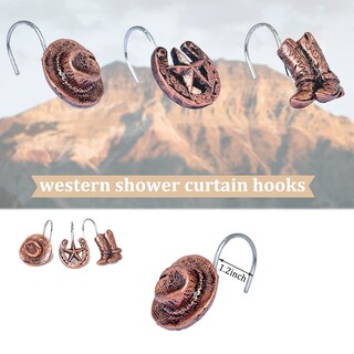 Foto 6 | Foto 6 | Ganchos Para Cortinas De Ducha Xinhw Western Cowboy Decoración De Baño - Venta Internacional.