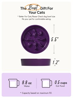 Foto 4 | Foto 4 | Cuenco De Cerámica Con Alimentación Lenta Para Perros Le Tauci Pet Para Razas Pequeñas Color Morado - Venta Internacional.