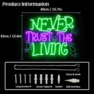 Foto 4 | Foto 4 | Letrero De Neón Cktbley Con El Tema De Halloween Never Trust The Living - Venta Internacional.