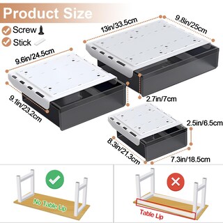 Foto 4 | Foto 4 | Organizador De Almacenamiento Para Debajo De La Mesa Cajón Svnnelp Paquete De 3 - Venta Internacional.