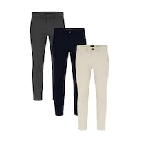 Paquete De 3 Pantalones Holstone Slim Fit Chino De Gabardina Para Hombre