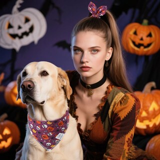 Foto 4 | Foto 4 | Set De Pañuelos Y Coleteros Para Perros E-clover Halloween Girl Purple - Venta Internacional.