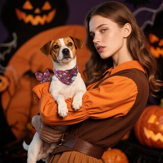 Foto 5 | Foto 5 | Set De Pañuelos Y Coleteros Para Perros E-clover Halloween Girl Purple - Venta Internacional.