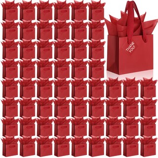 Foto 1 | Foto 1 | 50 Bolsas De Regalo De Papel Rojo Oscuro De Qilery Con Etiquetas 12 X 10 X 6 Cm - Venta Internacional.