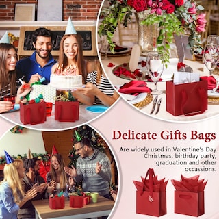 Foto 4 | Foto 4 | 50 Bolsas De Regalo De Papel Rojo Oscuro De Qilery Con Etiquetas 12 X 10 X 6 Cm - Venta Internacional.