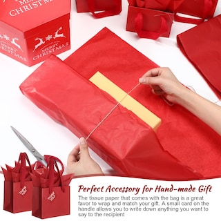 Foto 5 | Foto 5 | 50 Bolsas De Regalo De Papel Rojo Oscuro De Qilery Con Etiquetas 12 X 10 X 6 Cm - Venta Internacional.