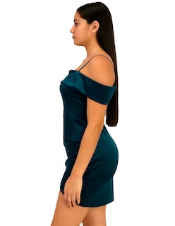 Foto 4 | Foto 4 | Vestido Linterz Egipto Corto Casual de Moda Verde Botella para Mujer