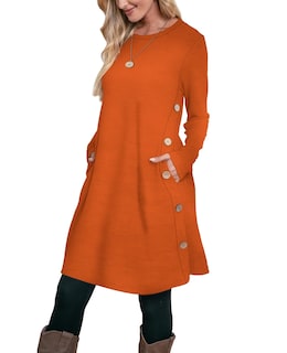 Foto 1 | Foto 1 | Vestido Tipo Suéter Ofeefan Halloween De Manga Larga Naranja Para Mujer - Venta Internacional.