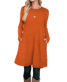 Foto 3 | Foto 3 | Vestido Tipo Suéter Ofeefan Halloween De Manga Larga Naranja Para Mujer - Venta Internacional.