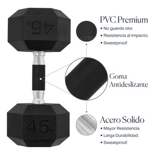 Foto 4 | Foto 4 | Set De Mancuernas Cromada Eleva Hexagonal 45 Lbs Con 2 Pz