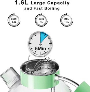 Foto 3 | Foto 3 | Hervidor Eléctrico Ascot Glass 1.5 L 1500 W Con Apagado Automático Verde - Venta Internacional.