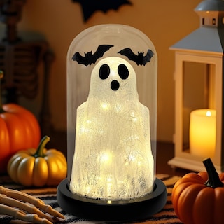 Foto 1 | Foto 1 | Decoraciones De Halloween Con Forma De Fantasma Iluminado De Dazonge En Cúpula De Cristal - Venta Internacional.