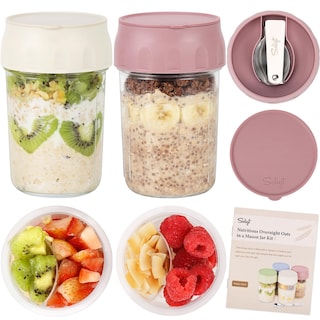 Foto 1 | Foto 1 | Recipientes De Avena Para Toda La Noche Soligt De Vidrio De 16 Oz  Paquete De 2 Con Tapas - Venta Internacional.