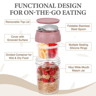 Foto 3 | Foto 3 | Recipientes De Avena Para Toda La Noche Soligt De Vidrio De 16 Oz  Paquete De 2 Con Tapas - Venta Internacional.