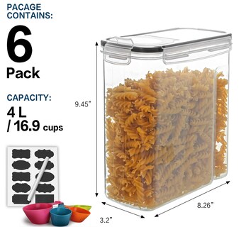 Foto 2 | Foto 2 | Juego De Recipientes Para Cereales Mcirco Herméticos De 4 Litros (135 2 Oz) 6 Piezas Con Tazas - Venta Internacional.
