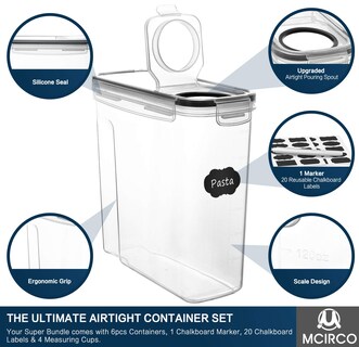 Foto 3 | Foto 3 | Juego De Recipientes Para Cereales Mcirco Herméticos De 4 Litros (135 2 Oz) 6 Piezas Con Tazas - Venta Internacional.
