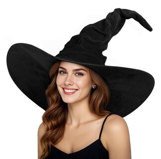 Foto 1 | Foto 1 | Sombrero De Bruja Jegermig De Terciopelo Negro Fruncido De Ala Ancha - Venta Internacional.