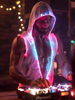Foto 2 | Foto 2 | Camiseta Sin Mangas Con Capucha Y Reproductor De Música Con Iluminación Led Para Hombre - Venta Internacional.