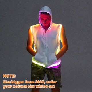 Foto 3 | Foto 3 | Camiseta Sin Mangas Con Capucha Y Reproductor De Música Con Iluminación Led Para Hombre - Venta Internacional.