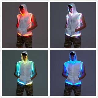 Foto 4 | Foto 4 | Camiseta Sin Mangas Con Capucha Y Reproductor De Música Con Iluminación Led Para Hombre - Venta Internacional.