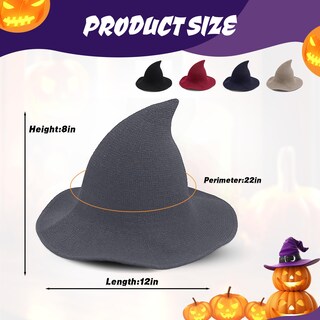 Foto 2 | Foto 2 | Sombrero De Bruja Hohom De Lana De Ala Ancha Para Mujer (gris Oscuro) - Venta Internacional.