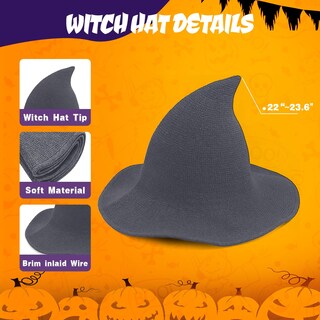 Foto 3 | Foto 3 | Sombrero De Bruja Hohom De Lana De Ala Ancha Para Mujer (gris Oscuro) - Venta Internacional.