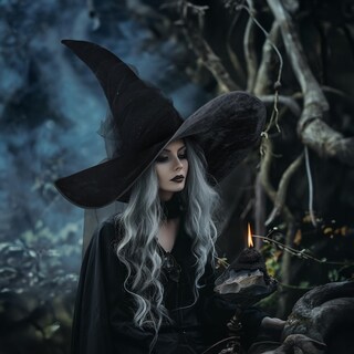 Foto 5 | Foto 5 | Sombrero De Bruja Jegermig De Terciopelo Negro De Gran Tamaño Y Ala Ancha Para Mujer - Venta Internacional.