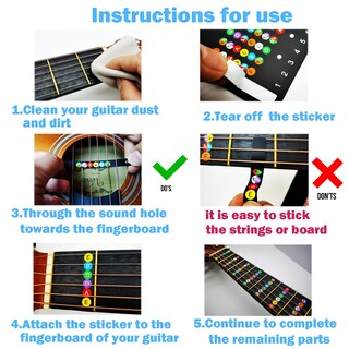 Foto 4 | Foto 4 | Pegatinas Para Diapasón De Guitarra Junlego Con Tabla De Acordes Y Púas - Venta Internacional.