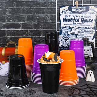 Foto 3 | Foto 3 | Vasos De Plástico Whaline Halloween 16 Oz (480 Ml) 60 Unidades Negro Morado Y Naranja - Venta Internacional.