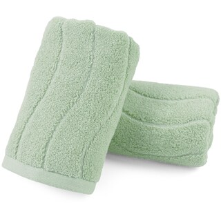 Foto 1 | Foto 1 | Toallas De Mano Jacquotha Verde Claro A Rayas Onduladas 100% Algodón - Venta Internacional.