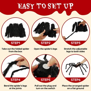 Foto 7 | Foto 7 | Decoraciones De Araña De Halloween Para Exteriores Fathisooc 152 Cm+91 Cm - Venta Internacional.