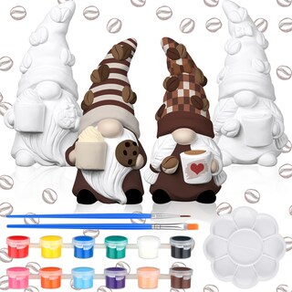 Foto 1 | Foto 1 | Set De Estatuas De Gnomos Pinta Tu Propio Gnomo Hollowfly 2 Estilo Café - Venta Internacional.