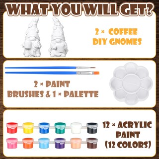 Foto 3 | Foto 3 | Set De Estatuas De Gnomos Pinta Tu Propio Gnomo Hollowfly 2 Estilo Café - Venta Internacional.