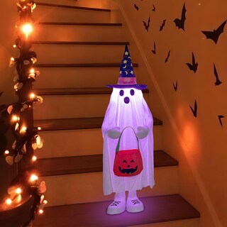 Foto 6 | Foto 6 | Yuetjin Decoración De Fantasmas De Halloween Iluminada 94 Cm De Pie Con Bolsillo Para Caramelos - Venta Internacional.