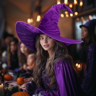 Foto 3 | Foto 3 | Sombrero De Bruja Vzqi Para Halloween Color Morado Para Mujeres Y Adultos 60 Cm Grande - Venta Internacional.