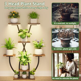 Foto 7 | Foto 7 | Soporte Para Plantas Pozilan Para Interiores Con Lámpara De Cultivo De 7 Niveles De Metal - Venta Internacional.