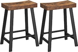 Taburete De Cocina Juego De 2 Taburetes De Bar Con Asiento Curvado 60 Cm Altura Estilo Industrial