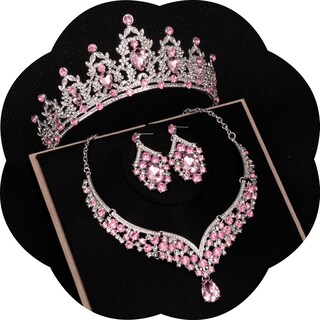 Foto 1 | Foto 1 | Conjunto De Joyas Fircre Tiaras De Novia Coronas Plata Y Rosa - Venta Internacional.