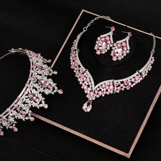 Foto 7 | Foto 7 | Conjunto De Joyas Fircre Tiaras De Novia Coronas Plata Y Rosa - Venta Internacional.