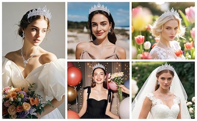 Foto 4 | Foto 4 | Set De Joyas Kamirola Con Tiaras Y Coronas Para Mujer (tr45) Plateado - Venta Internacional.