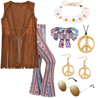 Foto 1 | Foto 1 | Conjunto De Atuendo Hippie De Los 70 De Costume Zeroshop Para Mujer 3-s - Venta Internacional.